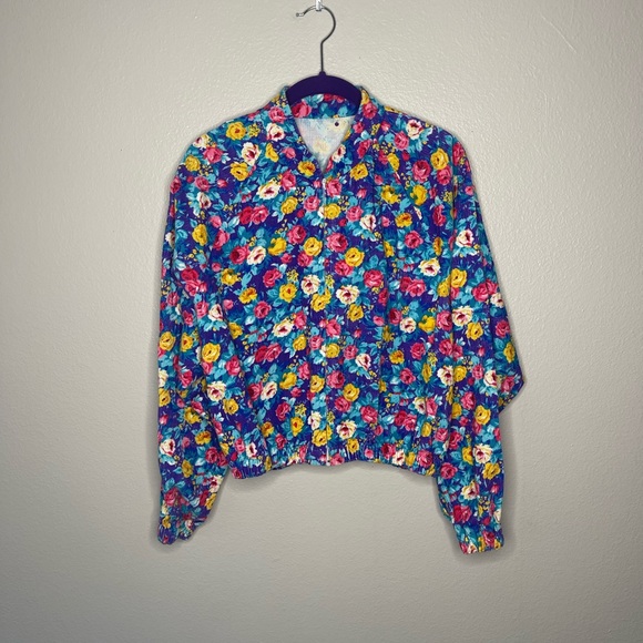 Vintage Jackets & Blazers - Vintage Floral Corduroy Multi Colored Jacket Size Small